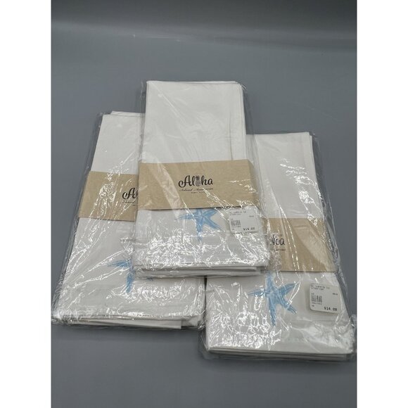 6 Hawaiian Island Cloth Dinner Napkins 20" Square Off White Blue Starfish USA - Picture 8 of 8